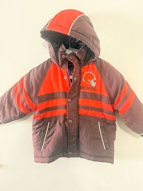 NFL Kids Hooded Puffer Jacket - Orange & Brown